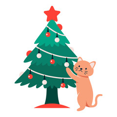 This cat reaching a bauble illustration is suitable for Christmas Cat.