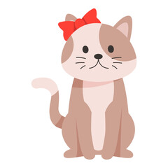 This Cute cat with ribbon on its ear illustration is suitable for Christmas Cat.