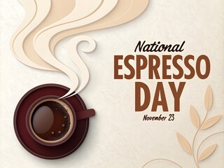 National Espresso Day November 23 Paper Cut Coffee Celebration Banner