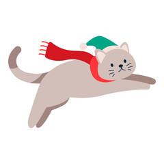 This jumping cat illustration is suitable for Christmas Cat.