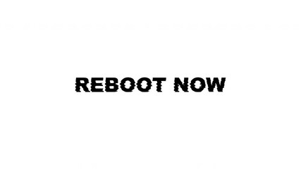Reboot now computer system restart urgent digital technology suitable for it support, software updates, or critical system alerts.
