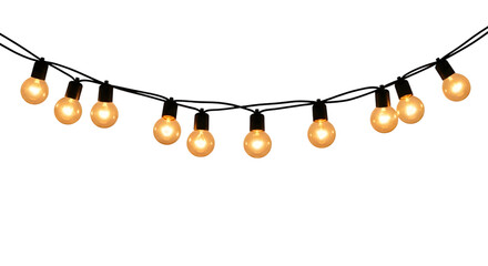 String of warm yellow fairy lights with exposed bulbs