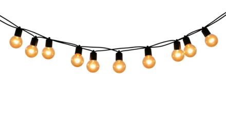 String of warm yellow fairy lights with exposed bulbs