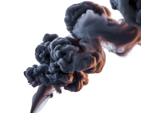 Abstract dark grey smoke ink cloud swirling dynamically in liquid flow