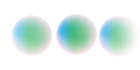 Set color green circle gradient noise gradation. Abstract colorful watercolor blur mesh shape on white background.