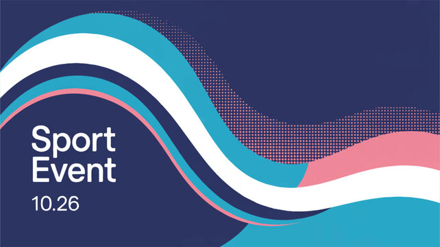 Dynamic wave graphic illustration on a dark blue background, an abstract concept for a sporting event invitation or banner design