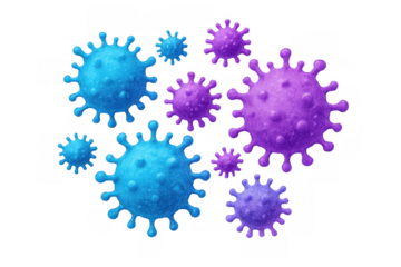 Microscopic virus cells floating, showing disease, infection, and global pandemic concepts. Biology and medicine illustration
