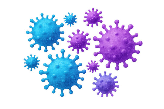 Microscopic virus cells floating, showing disease, infection, and global pandemic concepts. Biology and medicine illustration