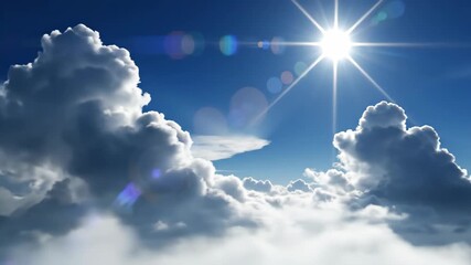 The sun shines brightly through the clouds illuminating the sky. - Powered by Adobe