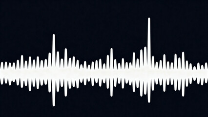 White audio waveform on dark background