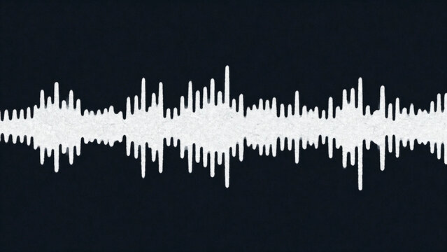 White audio waveform on dark background