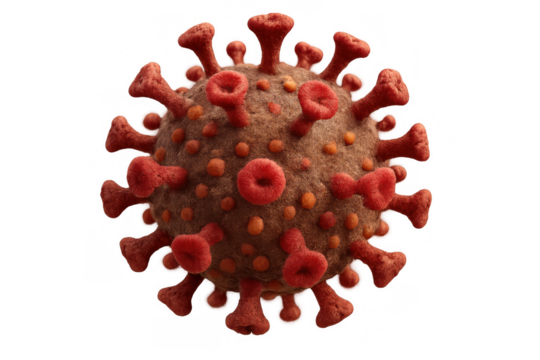 Microscopic view of coronavirus cells causing global covid-19 pandemic, disease, and infection with transparent background - Powered by Adobe