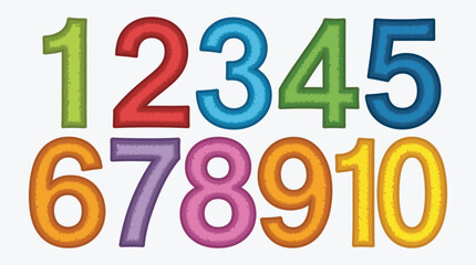 Colorful Number Set from One to Ten for Educational Purposes