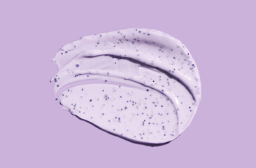 Skin care product row smears composition natural purple colored exfoliants enzyme peeling, pits,...
