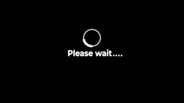&ldquo;please wait&rdquo; Animation &mdash; Real-Time Progress Indicator for Seamless Data Sync and System Status on black background