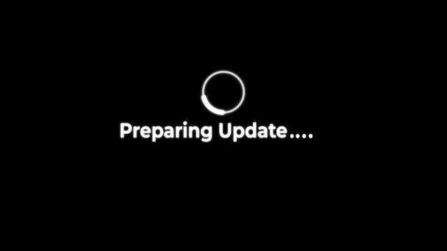 &ldquo;preparing update&rdquo; Animation &mdash; Real-Time Progress Indicator for Seamless Data Sync and System Status on black background