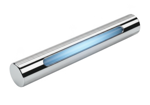 Silver uv germicidal lamp with blue light isolated on transparent background