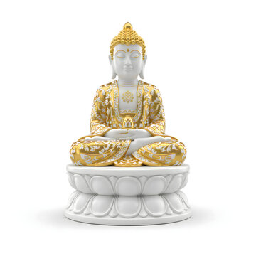 3D render of a stylized tiered temple structure or chedi, Southeast Asian Buddhist architecture