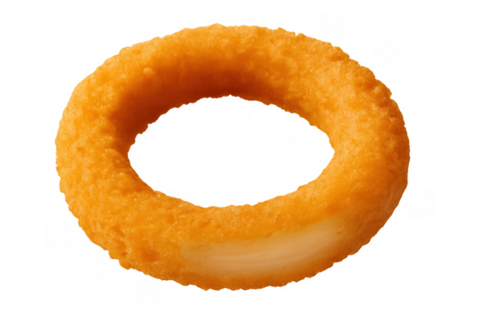 Golden crispy onion ring, a tasty fried snack, perfect fast food appetizer for restaurant menus and party themes