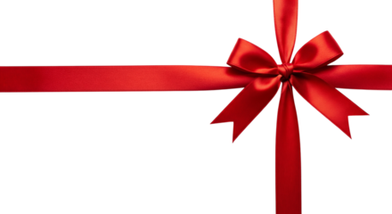 Red ribbon bow isolated on transparent background