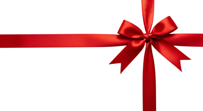 Red ribbon bow isolated on transparent background