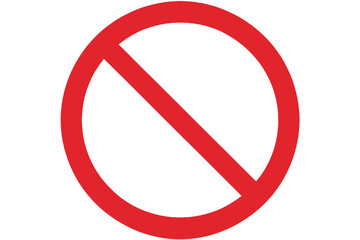 A red prohibition symbol with a diagonal line across a white circle background.