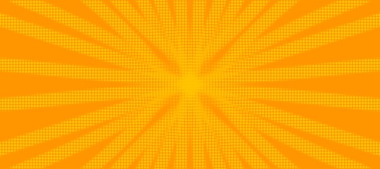 Yellow banner with Sun rays, lines background, light orange 