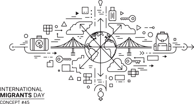 International Migrants Day Concept with Earth and Bridges globe world - Powered by Adobe