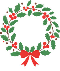 Christmas wreath , ornament flat vector illustration