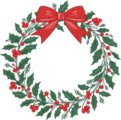 Christmas wreath , ornament flat vector illustration