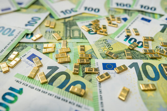 Gold bars and euro banknotes symbolizing financial success, luxury wealth and secure investment - Powered by Adobe