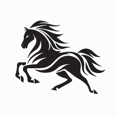 Running Fire Horse Silhouette Black Design logo Vector on white background