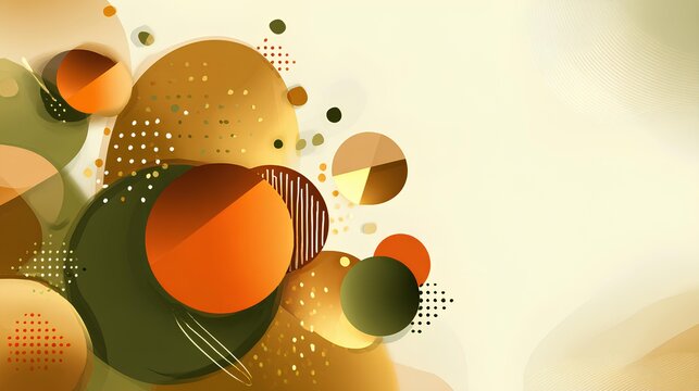 Abstract illustration featuring colorful geometric shapes in warm tones, including circles and dots, creating a vibrant and dynamic visual composition for creative projects