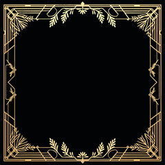 Elegant Gold Art Deco Frame with Geometric and Floral Corner Designs