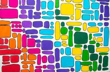 Colourful Modern brick style pattern with shapes