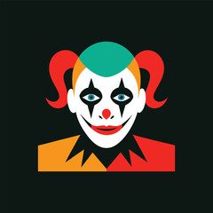 Theatrical Harlequin Clown Character on Dark Background