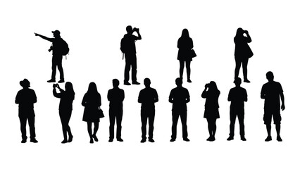 Group of people silhouettes isolated on white background, Vector