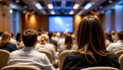Engaging attendees in a digital conference back view of participants in a professional environment