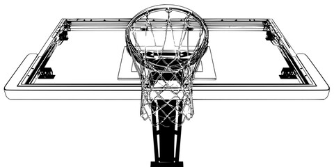 Elegant 2D Basketball Hoop Solid Frame | Clean, isolated vector art for creative projects.