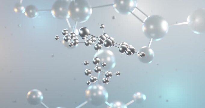 Epoxiconazole rotating 3d molecule, molecular structure of fungicide seamless video
