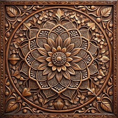 &ldquo;Intricate Carved Wooden Mandala Panel with Floral Design&rdquo;/ornamental round lace pattern