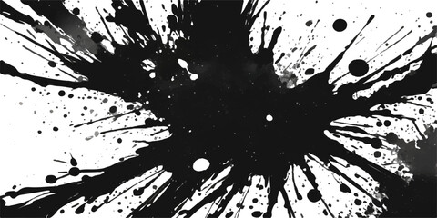 Black ink grunge splat texture vector illustration border design