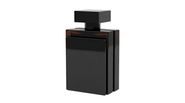 Elegant black perfume bottle, a symbol of luxury and sophisticated fragrance, perfect for beauty and lifestyle brands seeking a modern aesthetic