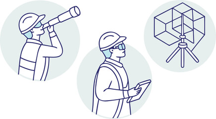 Fototapeta premium Engineers Surveying and Planning with Technology construction