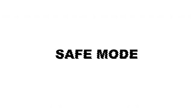 Safe mode computer system boot diagnostic suitable for displaying system status, troubleshooting guides, or technical support visuals.