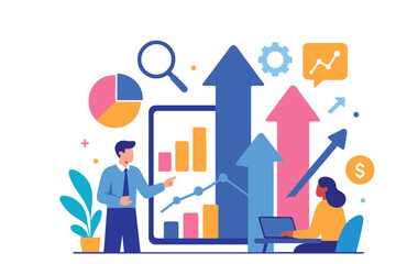 Obraz premium Business growth and financial success with data analysis and strategy