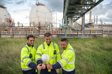 Refinery industry, engineer working in industrial production, oil and gas refinery plant industry factory, Petrochemical plant