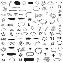 Collection of hand drawn doodle icons and symbols