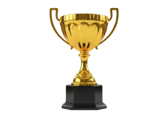 Golden trophy isolated on transparent background for the winner