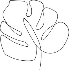 Hand Drawn Minimalist Monstera Leaf Continuous Line Drawing Abstract Botanical Vector Art
